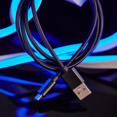 Кабель USB microUSB шнур в металлической оплетке серебристый Rexant 18-4241