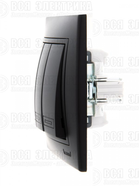 Выключатель 3-кл. 1п СП Mira 10А IP20 со вставкой черн. бархат LEZARD 701-4242-109