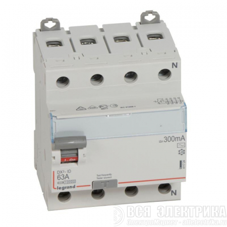 Выключатель диф. тока 4п 63А 300мА тип AC DX3 Leg 411724