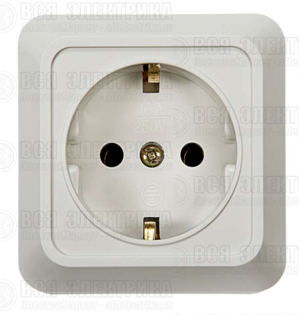 Розетка 1-м BOLLETO с заземл. накл. 7028 бел. ASD / IN HOME 4680005959792