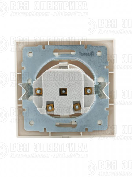 Розетка 1-м СП Mira 16А IP20 с заземл. защ. шторки со вставкой керамика крем. LEZARD 701-0303-124