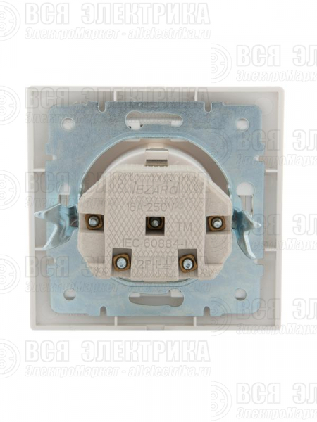 Розетка 1-м СП Mira 16А IP20 с заземл. защ. шторки со вставкой керамика жемчуж./бел. перламутр. LEZARD 701-3030-124