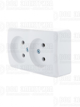 Розетка 2-м ОП Viola 16А IP20 без заземл. бел. LEZARD 751-0200-128