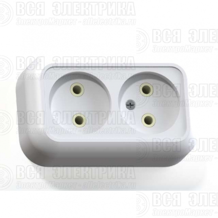Розетка 2-м ОП Валентина РА10-382 10А IP20 бел. Кунцево 5416
