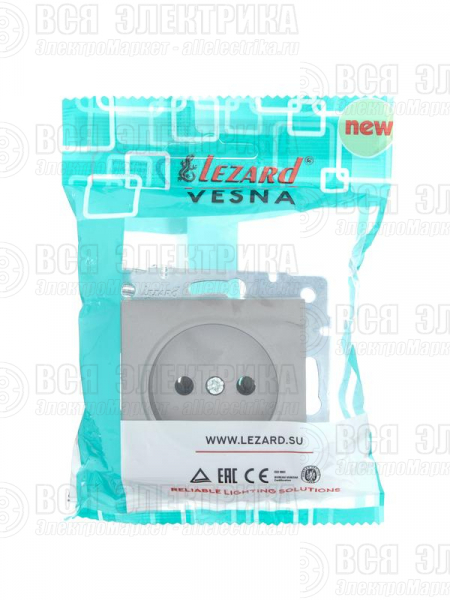 Розетка 1-м СП Vesna без заземл. ПБТ механизм платина LEZARD 742-3588-121B