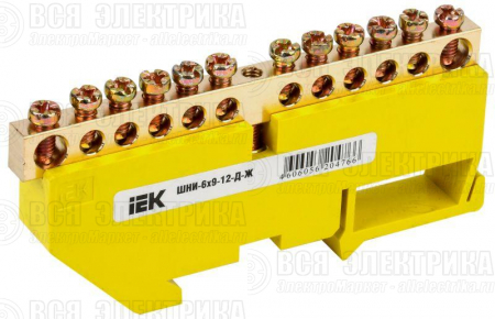 Шина PE "земля" на DIN-изоляторе ШНИ-6х9-12-Д-Ж IEK YNN10-69-12D-K05