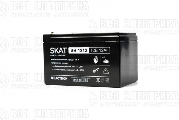 Аккумулятор 12В 12А.ч макс. ток заряда 3.6А SKAT SB 1212 Бастион 2535