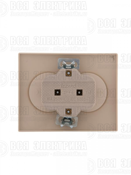 Розетка 2-м СП Karina 16А IP20 без заземл. керамика крем. LEZARD 707-0300-128