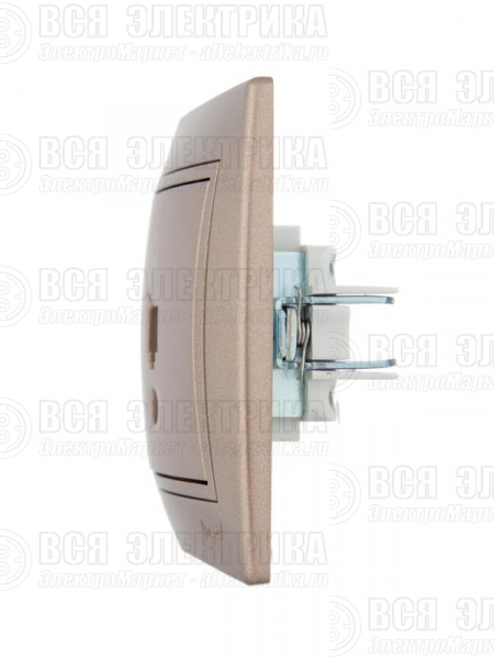 Розетка компьютерная 1-м СП Mira RJ45 16А IP20 со вставкой свет. корич. перламутр. LEZARD 701-3131-139