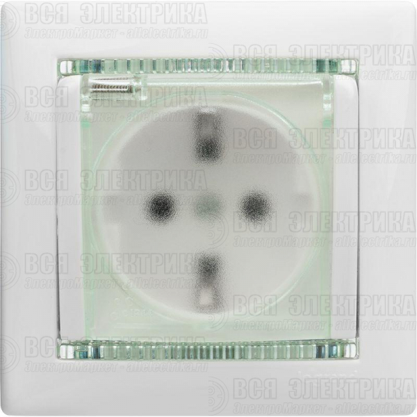 Розетка 1-м СП Valena 16А IP44 2P+E с заземл. защ. шторки с крышкой немецк. стандарт механизм бел. Leg 774220