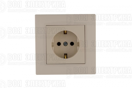 Розетка 1-м Karea RIZZ с заземл. керамика крем Makel 88010008