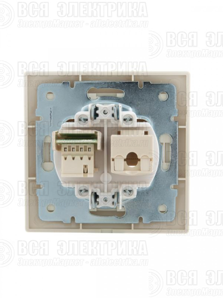 Розетка компьютерная + телефонная 2-м СП Mira RJ45 + RJ11 крем./крем.. LEZARD 701-0303-143
