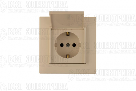Розетка 1-м с крышкой Karea RIZZ с заземл. крем Makel 88010029