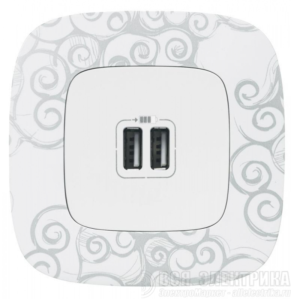 Устройство зарядное Valena Allure с 2-мя USB-разъемами 240В/5В 1500мА с лиц. панелью бел. Leg 754995