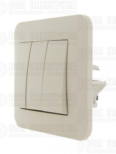 Выключатель 3-кл. 1п СП Karina 10А IP20 механизм крем. LEZARD 707-0388-109