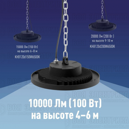 Светильник светодиодный UFO HIgh Bay 100Вт 6500К 174-265В для высоких пролетов КОСМОС KHB120d100W6500K