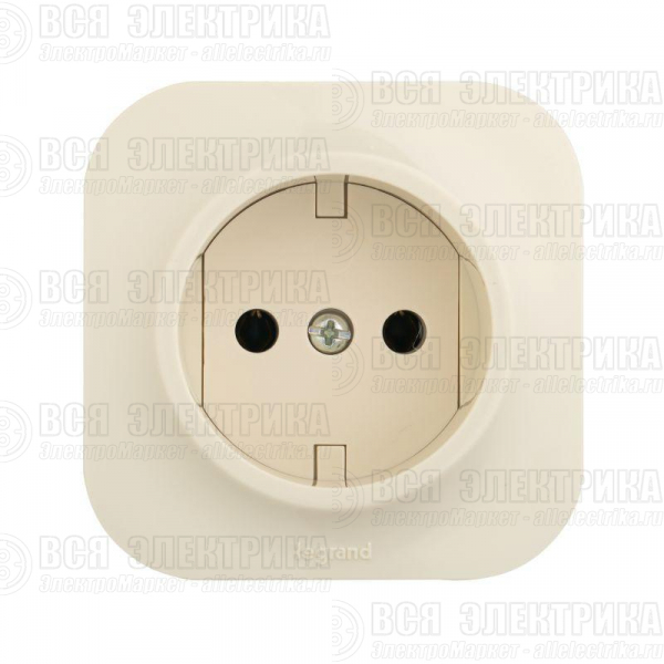Розетка 1-м ОП Quteo 16А IP20 2P без заземл. без защ. шторок сл. кость Leg 782240