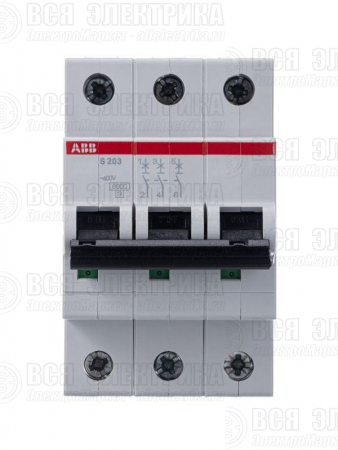 Выключатель автоматический модульный 3п C 10А 6кА S203 C10 ABB 2CDS253001R0104
