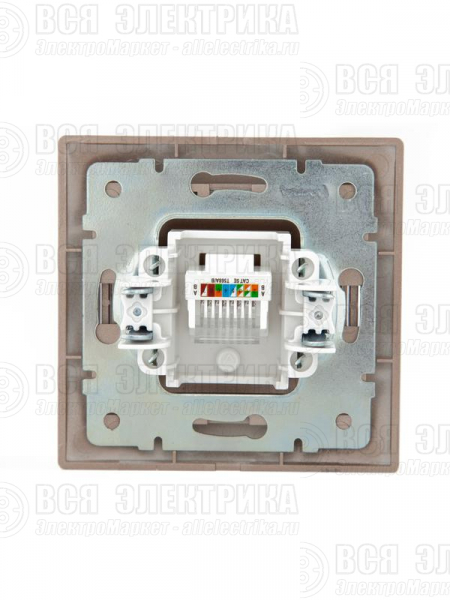 Розетка компьютерная 1-м СП Mira RJ45 16А IP20 со вставкой свет. корич. перламутр. LEZARD 701-3131-139
