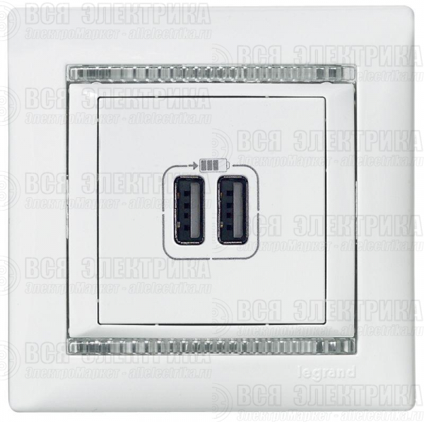 Розетка USB 2-м СП Valena бел. Leg 770470