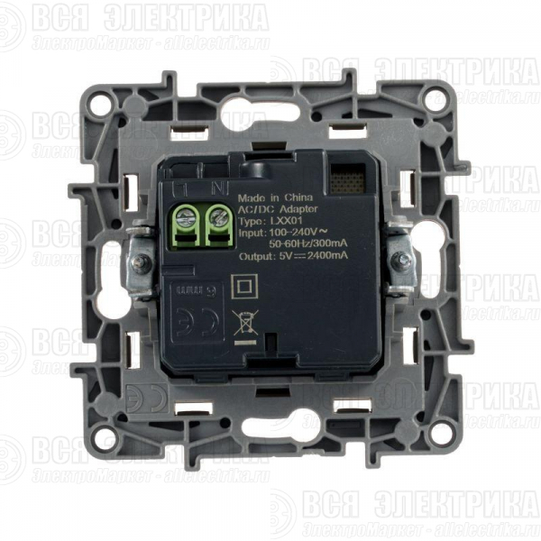 Розетка USB 2-м СП 2мод. Etika 240В/5В 2400мА механизм сл. кость Leg 672394