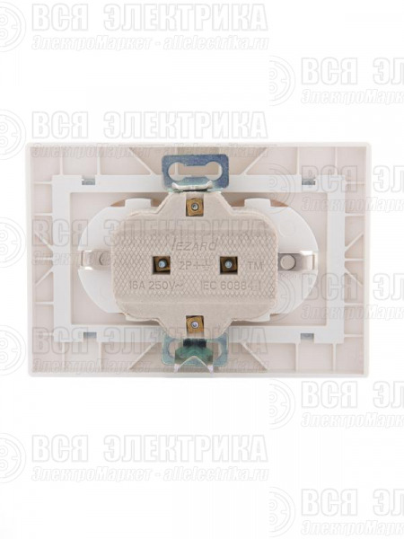 Розетка 2-м СП Mira 16А IP20 с заземл. с сер. вставкой керамика бел. LEZARD 701-0215-127