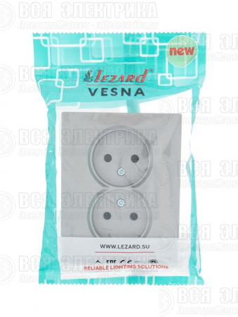 Розетка 2-м СП VESNA без заземл. ПБТ платина LEZARD 742-3500-128B