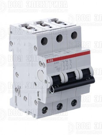 Выключатель автоматический модульный 3п C 10А 6кА S203 C10 ABB 2CDS253001R0104