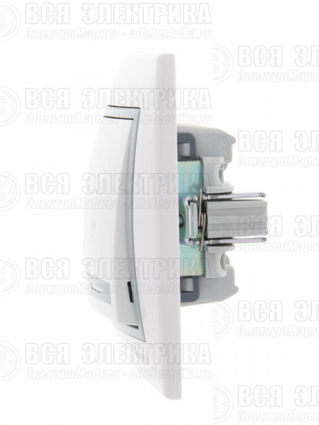 Переключатель проходной 2-кл. СП Mira 10А с сер. вставкой бел. LEZARD 701-0215-106
