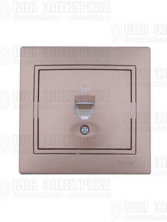 Розетка компьютерная 1-м СП Mira RJ45 16А IP20 со вставкой свет. корич. перламутр. LEZARD 701-3131-139