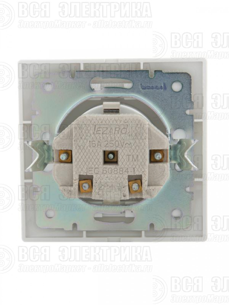 Розетка 1-м СП Mira 16А IP20 с заземл. с защ. крышкой с бел. вставкой керамика бел. LEZARD 701-0202-123