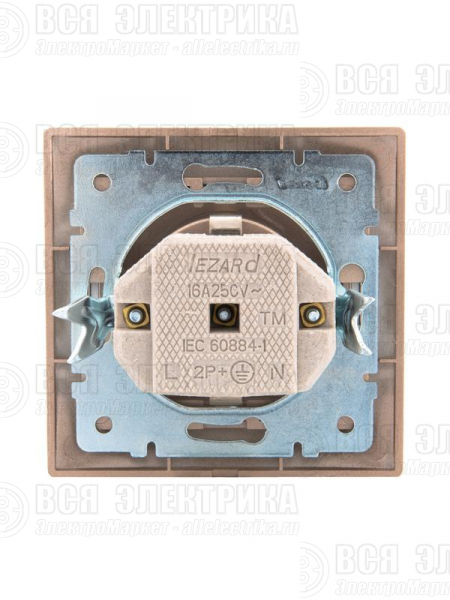 Розетка 1-м СП Mira 16А IP20 с заземл. со вставкой керамика свет. корич. перламутр. LEZARD 701-3131-122