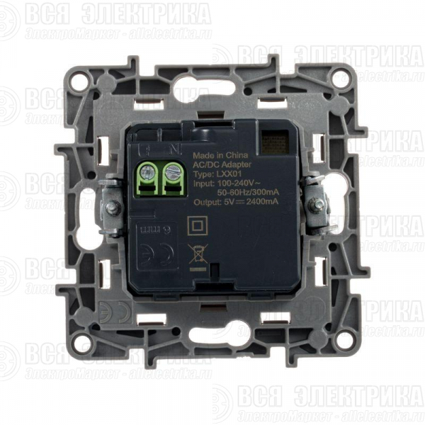 Розетка USB 2-м СП 2мод. Etika 240В/5В 2400мА механизм бел. Leg 672294