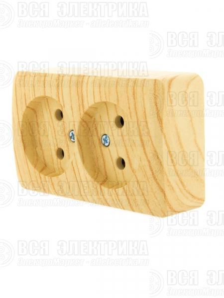 Розетка 2-м ОП Viola 16А IP20 без заземл. беленый дуб LEZARD 751-5200-128