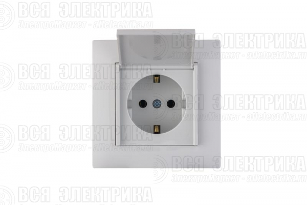 Розетка 1-м с крышкой Karea RIZZ с заземл. бел. Makel 88001029