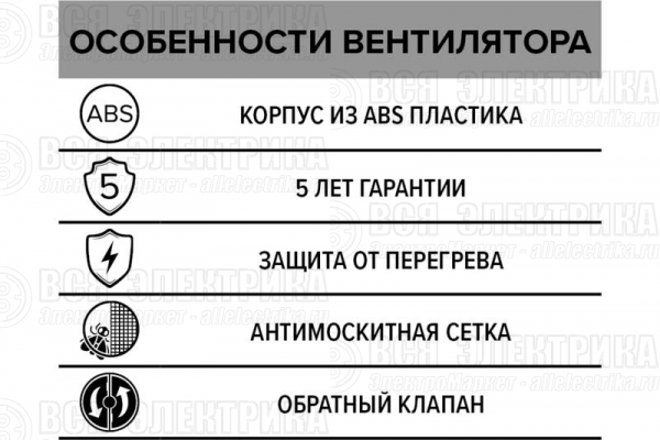 Вентилятор осевой с антимоскит. сеткой с обрат. клапаном D 125 ERA E 125 SC