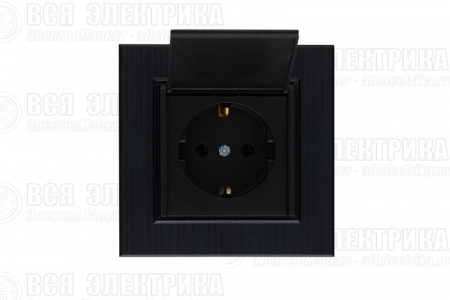Розетка 1-м с крышкой Karea LINE STAR с заземл. чер. Makel 86054029