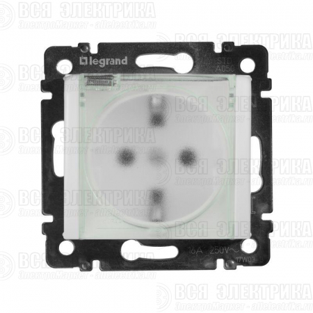 Розетка 1-м СП Valena 16А IP44 2P+E с заземл. защ. шторки с крышкой немецк. стандарт механизм бел. Leg 774220