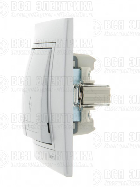 Переключатель проходной 2-кл. СП Mira 10А IP20 со вставкой сер. метал. LEZARD 701-1010-106