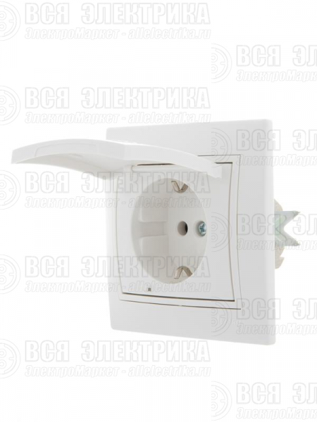 Розетка 1-м СП Mira 16А IP20 с заземл. с защ. крышкой с бел. вставкой керамика бел. LEZARD 701-0202-123