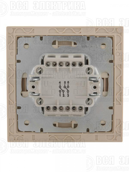 Переключатель проходной 2-кл. СП Rain IP20 в сборе с рамкой крем. LEZARD 703-0303-106