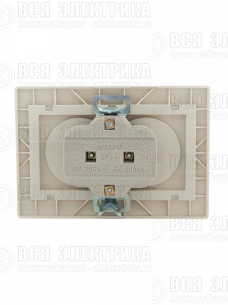 Розетка 2-м СП Mira 16А IP20 без заземл. со вставкой керамика крем. LEZARD 701-0303-128