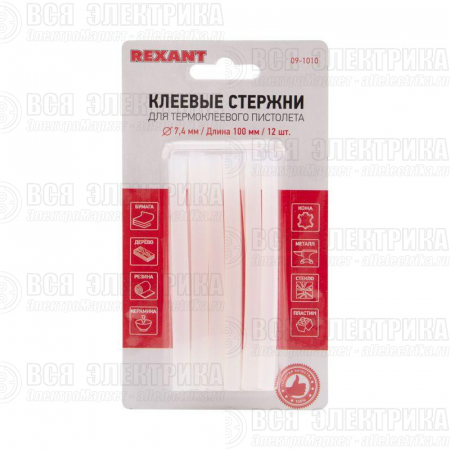 Стержень клеевой d7.4мм L100мм прозр. (блист.12шт) Rexant 09-1010