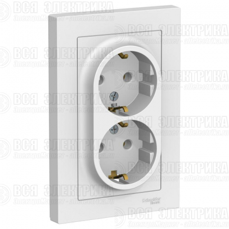 Розетка 2-м СП AtlasDesign 16А IP20 с заземл. в сборе бел. SE ATN000124