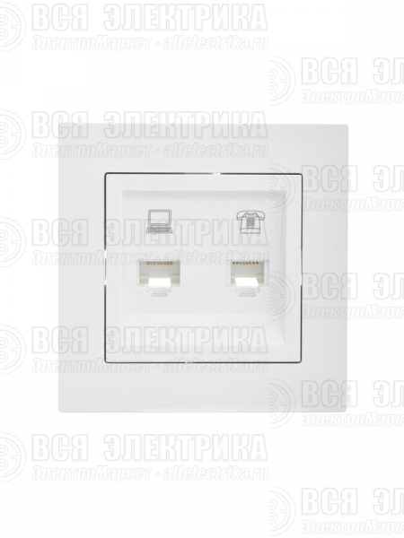 Розетка компьютерная + телефонная 1-м СП Vesna механизм бел. LEZARD 742-0288-143