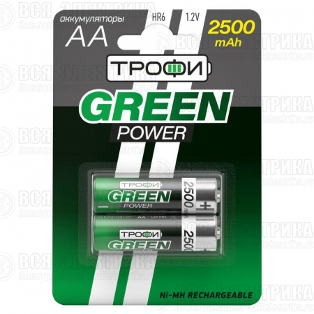 Аккумулятор AA/HR6 2500мА.ч HR6-2BL (блист.2шт) Трофи C0032101