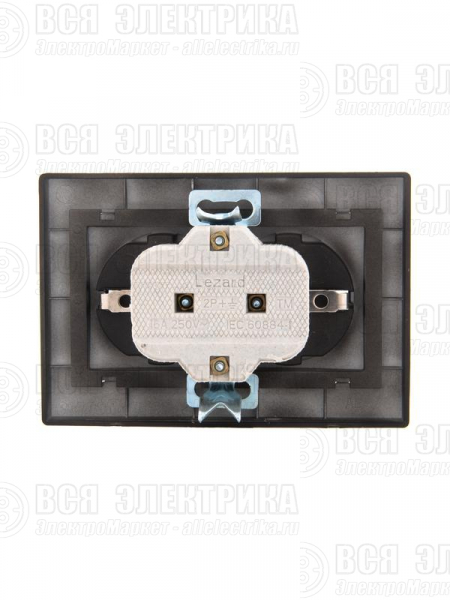 Розетка 2-м СП Mira 16А IP20 с заземл. керамика черн. бархат LEZARD 701-4242-127