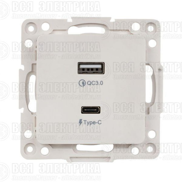 Розетка USB 2-м Стокгольм тип A+C механизм бел. PROxima EKF EYR-2USB-type-C