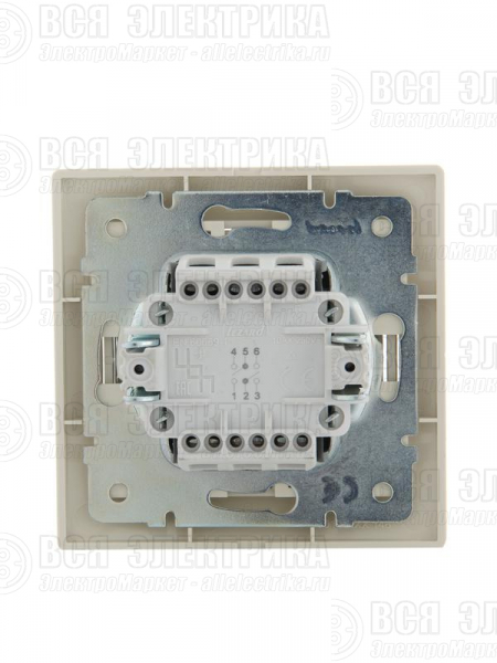 Переключатель проходной 2-кл. СП Mira 10А со вставкой крем. LEZARD 701-0303-106
