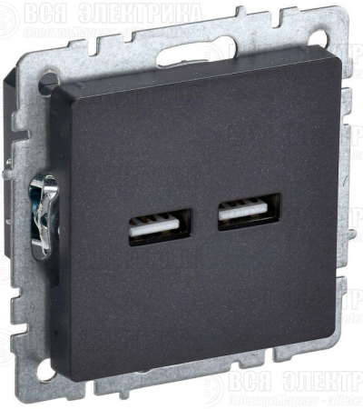 Розетка BRITE USB A+A 3.1А РЮ10-1-БрЧ механизм черн. IEK BR-U21-D31-K02